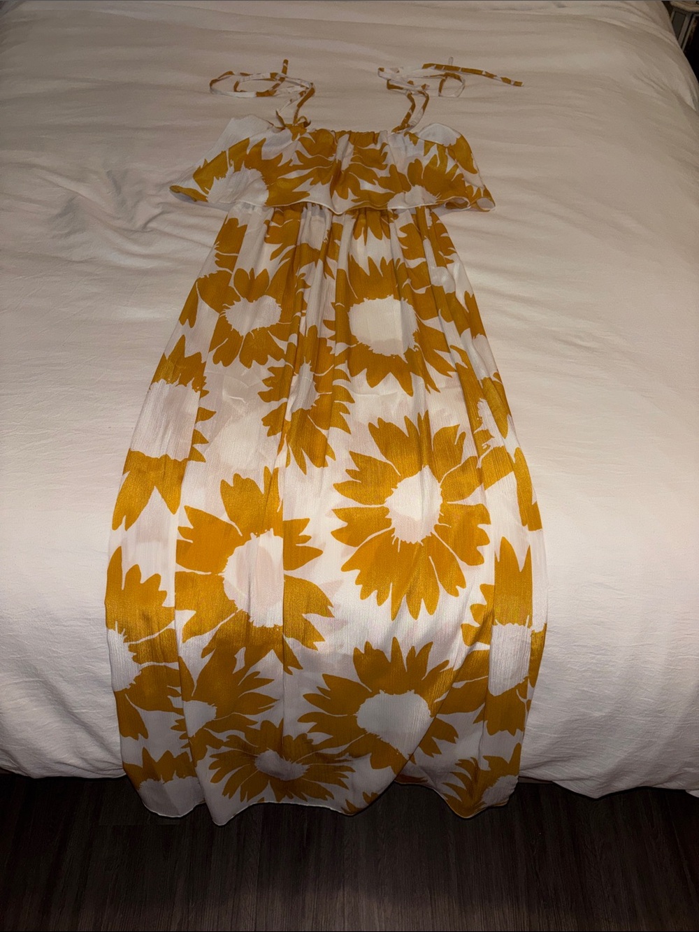 Judith March White and Yellow Sunflower Maxi Dress